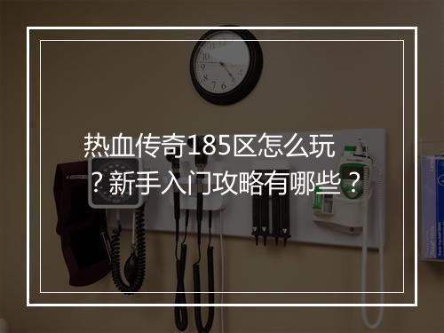 热血传奇185区怎么玩？新手入门攻略有哪些？