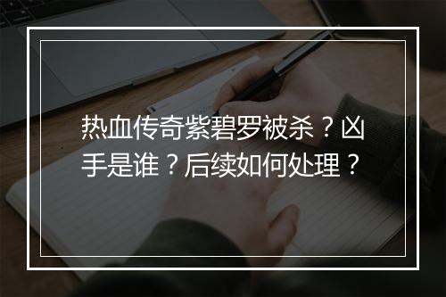热血传奇紫碧罗被杀？凶手是谁？后续如何处理？