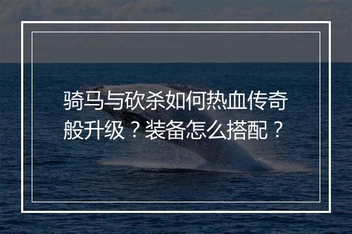 骑马与砍杀如何热血传奇般升级？装备怎么搭配？