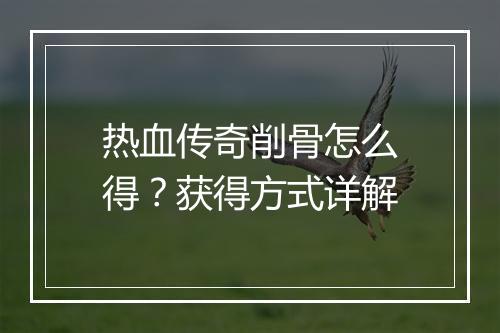 热血传奇削骨怎么得？获得方式详解