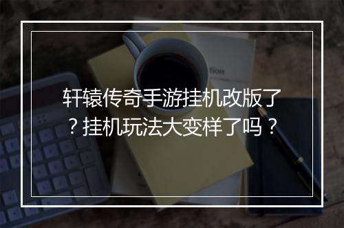 轩辕传奇手游挂机改版了？挂机玩法大变样了吗？