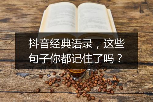 抖音经典语录，这些句子你都记住了吗？