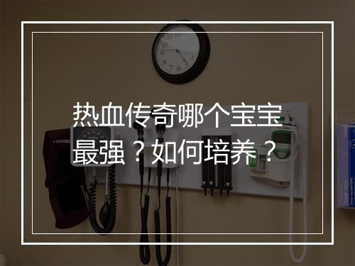 热血传奇哪个宝宝最强？如何培养？