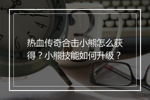 热血传奇合击小熊怎么获得？小熊技能如何升级？