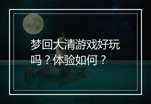 梦回大清游戏好玩吗？体验如何？
