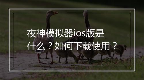 夜神模拟器ios版是什么？如何下载使用？