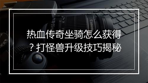 热血传奇坐骑怎么获得？打怪兽升级技巧揭秘