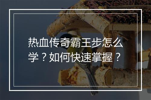 热血传奇霸王步怎么学？如何快速掌握？
