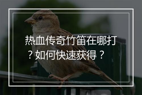 热血传奇竹笛在哪打？如何快速获得？