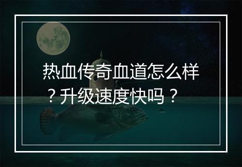 热血传奇血道怎么样？升级速度快吗？