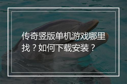传奇竖版单机游戏哪里找？如何下载安装？