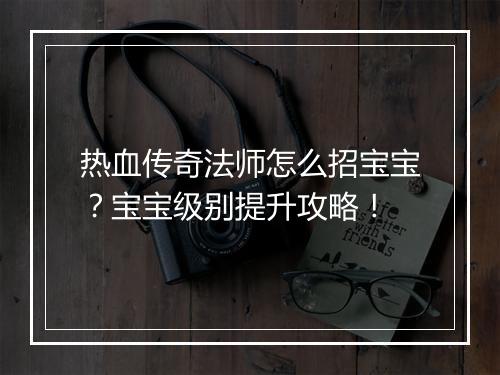 热血传奇法师怎么招宝宝？宝宝级别提升攻略！