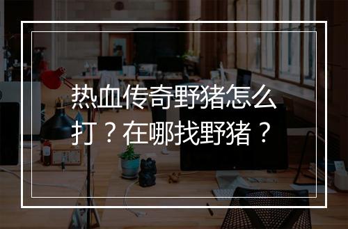 热血传奇野猪怎么打？在哪找野猪？