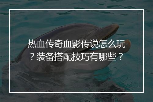 热血传奇血影传说怎么玩？装备搭配技巧有哪些？