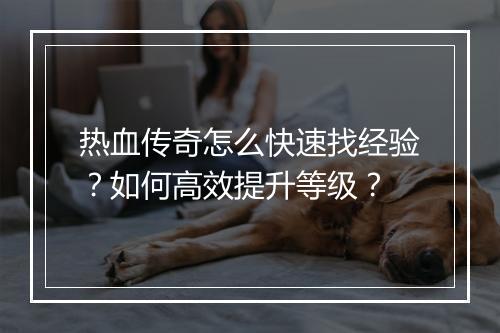 热血传奇怎么快速找经验？如何高效提升等级？