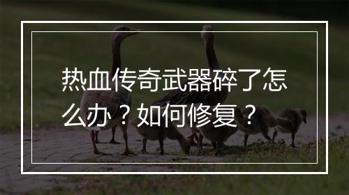 热血传奇武器碎了怎么办？如何修复？