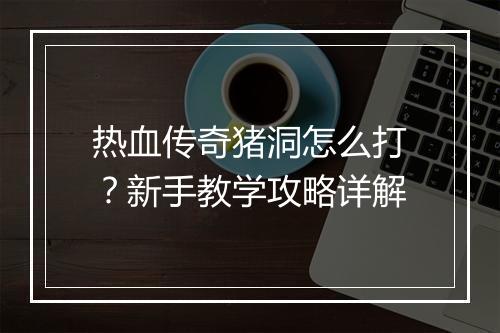 热血传奇猪洞怎么打？新手教学攻略详解