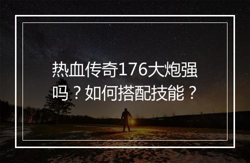 热血传奇176大炮强吗？如何搭配技能？