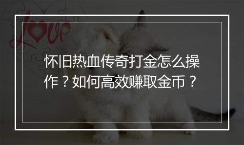 怀旧热血传奇打金怎么操作？如何高效赚取金币？