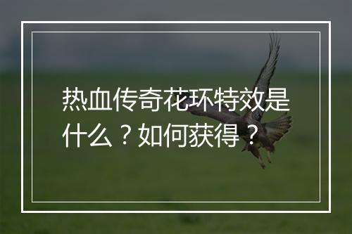 热血传奇花环特效是什么？如何获得？