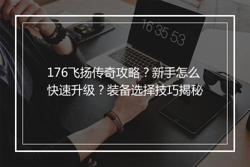 176飞扬传奇攻略？新手怎么快速升级？装备选择技巧揭秘