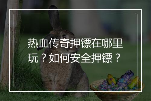 热血传奇押镖在哪里玩？如何安全押镖？