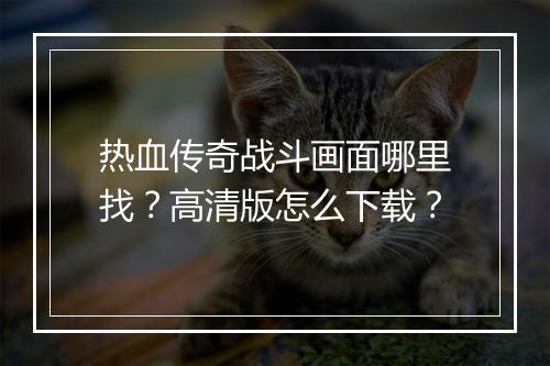 热血传奇战斗画面哪里找？高清版怎么下载？
