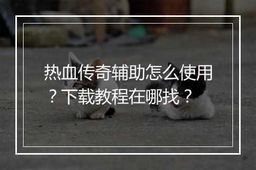 热血传奇辅助怎么使用？下载教程在哪找？