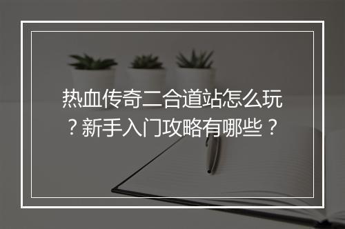 热血传奇二合道站怎么玩？新手入门攻略有哪些？