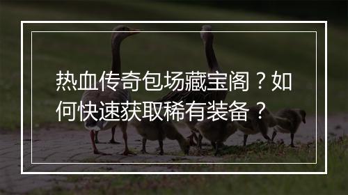 热血传奇包场藏宝阁？如何快速获取稀有装备？