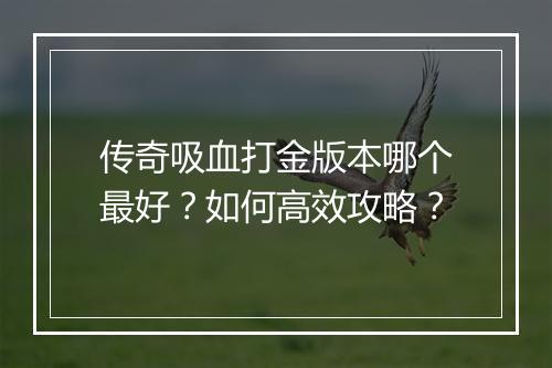 传奇吸血打金版本哪个最好？如何高效攻略？