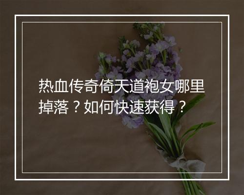 热血传奇倚天道袍女哪里掉落？如何快速获得？
