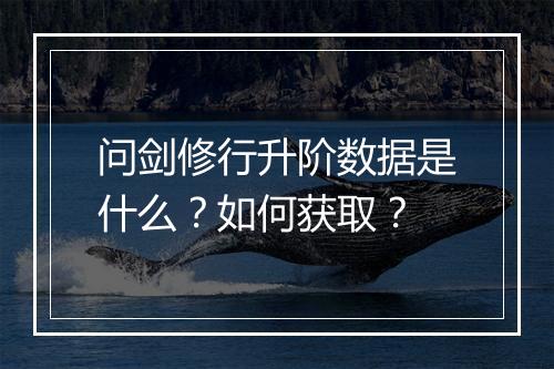 问剑修行升阶数据是什么？如何获取？