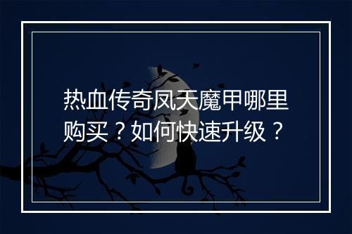 热血传奇凤天魔甲哪里购买？如何快速升级？
