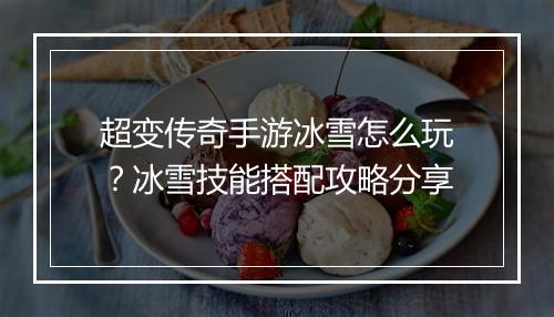 超变传奇手游冰雪怎么玩？冰雪技能搭配攻略分享