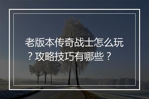 老版本传奇战士怎么玩？攻略技巧有哪些？