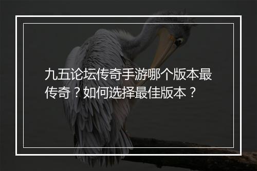 九五论坛传奇手游哪个版本最传奇？如何选择最佳版本？