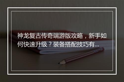 神龙复古传奇端游版攻略，新手如何快速升级？装备搭配技巧有哪些？