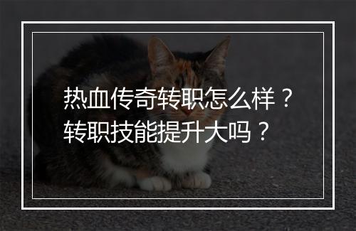 热血传奇转职怎么样？转职技能提升大吗？