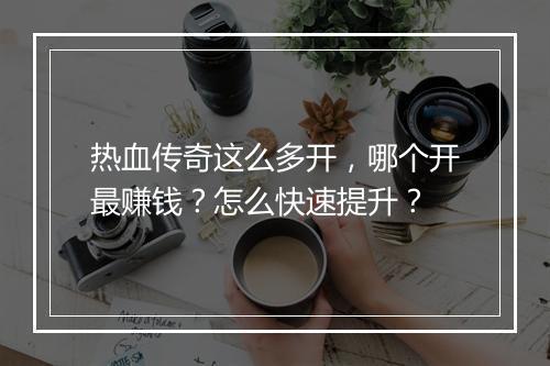 热血传奇这么多开，哪个开最赚钱？怎么快速提升？