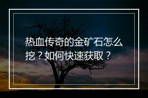 热血传奇的金矿石怎么挖？如何快速获取？