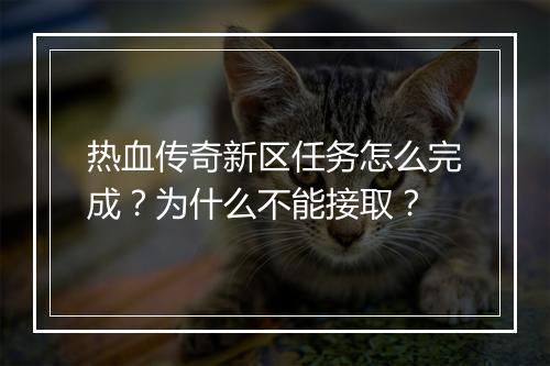 热血传奇新区任务怎么完成？为什么不能接取？