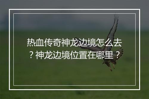 热血传奇神龙边境怎么去？神龙边境位置在哪里？