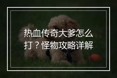 热血传奇大爹怎么打？怪物攻略详解