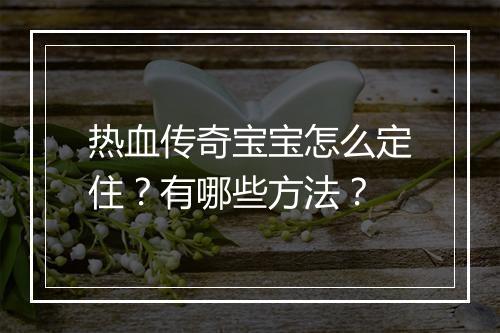热血传奇宝宝怎么定住？有哪些方法？