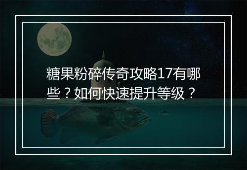 糖果粉碎传奇攻略17有哪些？如何快速提升等级？