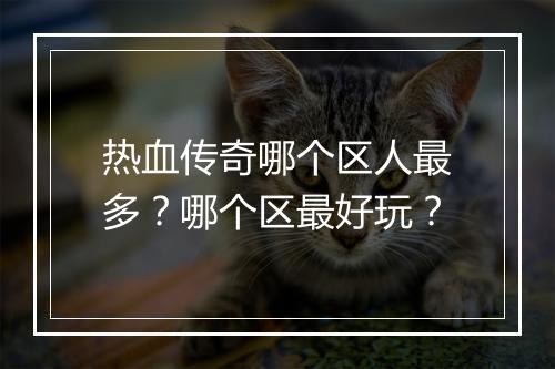 热血传奇哪个区人最多？哪个区最好玩？