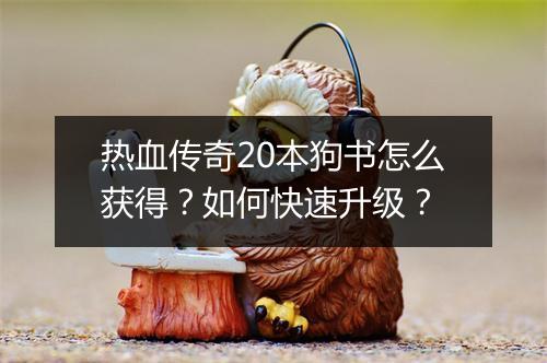 热血传奇20本狗书怎么获得？如何快速升级？