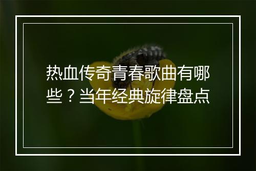 热血传奇青春歌曲有哪些？当年经典旋律盘点