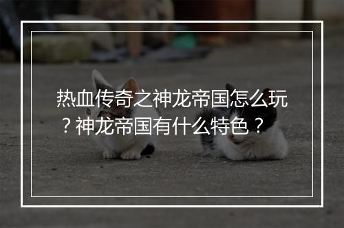 热血传奇之神龙帝国怎么玩？神龙帝国有什么特色？